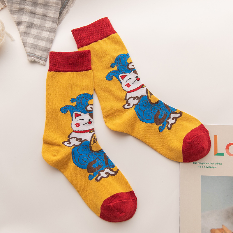 Creative Women Socks INS Chao Cute Street Cartoon Ms. Zhongguan Casual Cotton Socks